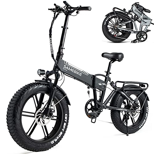 Bicicletas eléctrica : HPDOM Bicicleta Eléctrica Plegable para Adultos, Ebike Bicicleta de Montaña de 20 Pulgadas, 500W 48V 10AH, Shimano de 7 Velocidades, con Medidor LCD TFT a Color, Black