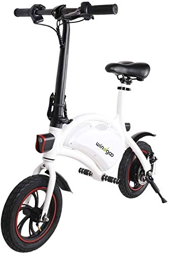 Bicicletas eléctrica : HQFLY - Bicicleta eléctrica plegable (6, 0 Ah, 350 W, 36 V), color blanco