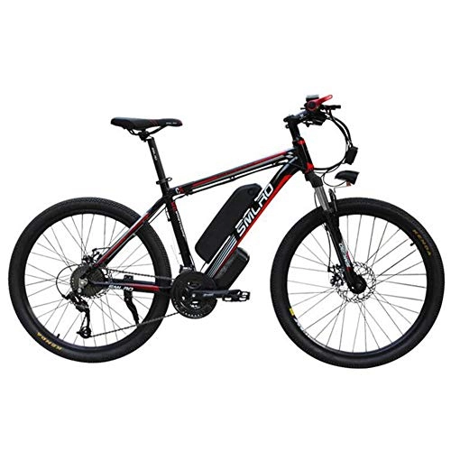 Bicicletas eléctrica : HSART Bicicleta de Montaa Elctrica 26 '' 350W con Batera Extrable Iones Litio 48V 10AH 32 Km / H Velocidad Mxima 3 Modos Trabajo Cambio 21 Niveles Asistido (Negro)