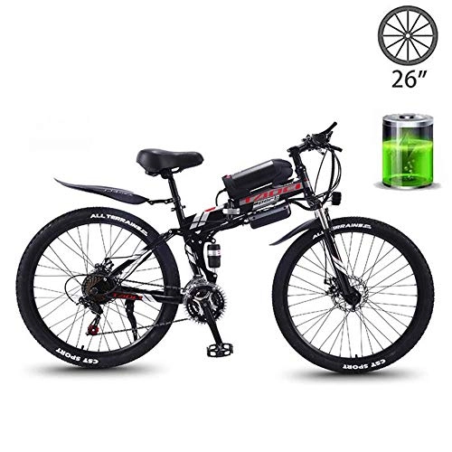Bicicletas eléctrica : HSART Bicicleta de Montaa Elctrica de 26 '' 350W 21 Velocidades E-Bike Tres Modos Trabajo Batera Iones Litio 48V (Negra)