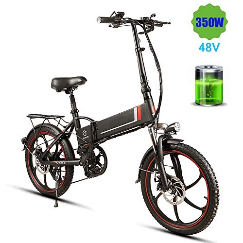 Bicicletas eléctrica : HSART Bicicleta de Montaña Electrica Plegables Motor 350W 48V 10.4AH Batería Iones Litio Pantalla LED E-MTB para Hombres Mujeres (Negro)