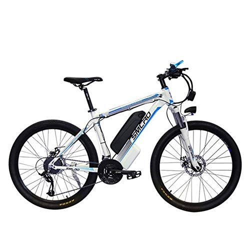 Bicicletas eléctrica : HSART Bicicleta de Montaña Eléctrica E-Bike 26 '' para Adultos Batería Extraíble Iones Litio de 350W 48V 10AH 21 Niveles Asistido y Tres Modos Trabajo (Azul)
