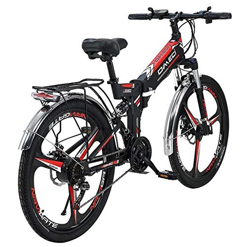 Bicicletas eléctrica : HSART Bicicleta Elctrica Inteligente para Adultos Bicicleta de Montaa 26 '' Batera de Iones Litio 300W 48V 10Ah Ciclomotor Bicicletas Elctricas (Negras)