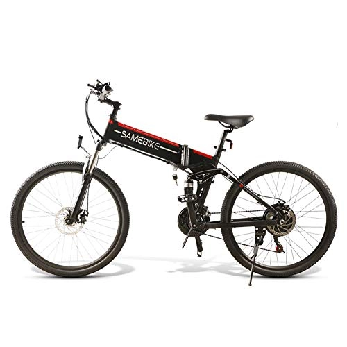 Bicicletas eléctrica : HSART Bicicleta Eléctrica de 26" Bicicletade Montaña 350W con Batería Litio de 48V 10Ah MAX 80Km (Negro)