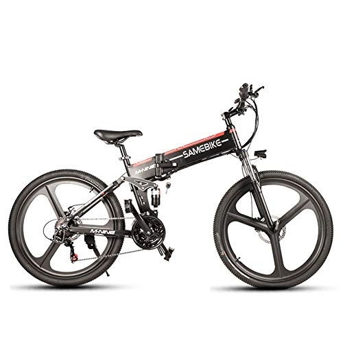 Bicicletas eléctrica : HSART Bicicleta Eléctrica de Montaña 26 '' para Adultos 350W Ebike con Batería Extraíble de 48V 10Ah Cambio 21 Velocidades Samebike (Negro)