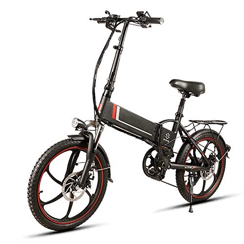 Bicicletas eléctrica : HSART Bicicleta Montaa Elctrica 350W Plegables con Faros LED MTB para Adultos 48V 10.4AH Batera Iones Litio 21 Velocidades 4 Modos Trabajo(Negro)
