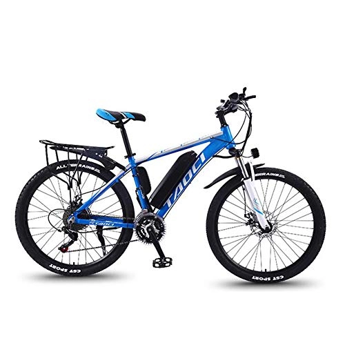 Bicicletas eléctrica : HSART Bicicletas Montaa Elctricas para Adultos, Batera Extrable Iones Litio Gran Capacidad (36V, 13AH), Bicicletas Elctricas Engranaje 30 Velocidades 3 Modos Trabajo (Azul)