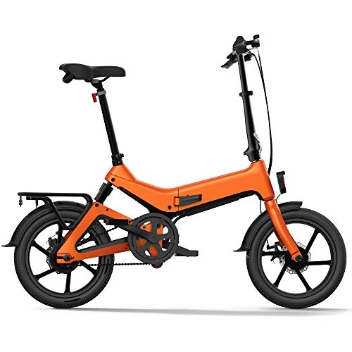 Bicicletas eléctrica : HUATXING 16 Pulgadas Plegable Electric Power Assist Bicicletas Bici del ciclomotor E-Bici 55-65 kilometros Rango 36V 7.5AH 250W Potente Bicicletas, Naranja