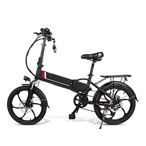 Bicicletas eléctrica : HUATXING 20LVXD30 48V 350W 10.4AH 25 kilometros / H Bicicleta eléctrica Plegable eléctrico E-Bici 30-40km Kilometraje, Negro