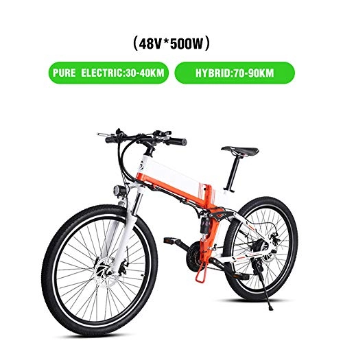 Bicicletas eléctrica : HUATXING 48V500W elctrica Bicicleta asistida montaña de la Bicicleta de Litio Bicicleta elctrica de la Bici del ciclomotor elctrico E-Bici Bicicleta elctrica Elec, Blanco
