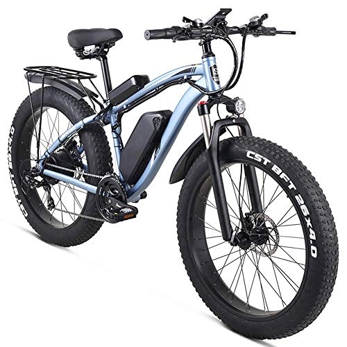 Bicicletas eléctrica : HUATXING E-Bici Bicicleta elctrica 48V1000W Bicicleta elctrica Montaa 4, 0 Fat Tire Bicicletas elctricas Beach E-Bici elctrica, Azul