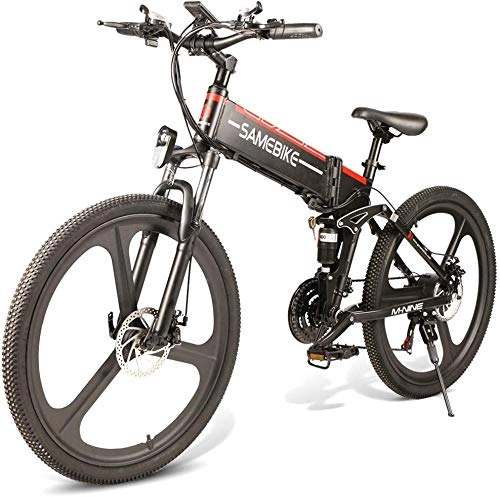 Bicicletas eléctrica : Hvoz Bicicleta de Montaa, Plegable Bicicleta de Montaa Bicicleta Elctrica 26 Inch 350W Motor Brushless 48V Porttil para Exterior - Negro