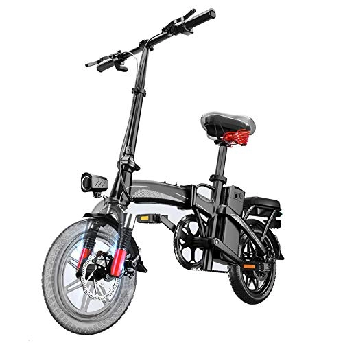 Bicicletas eléctrica : HWOEK 400W Eléctrica Plegable Bicicletas, Urban E-Bike Batería de Iones de Litio Extraíble 48V / 10Ah Suspensión Delantera