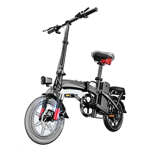 Bicicletas eléctrica : HWOEK Bicicletas eléctricas para Adultos, 400W Plegable para Adultos Bici de e extraíble de Gran Capacidad de Iones de Litio de 48V 16Ah Manillar de Altura Ajustable Unisex