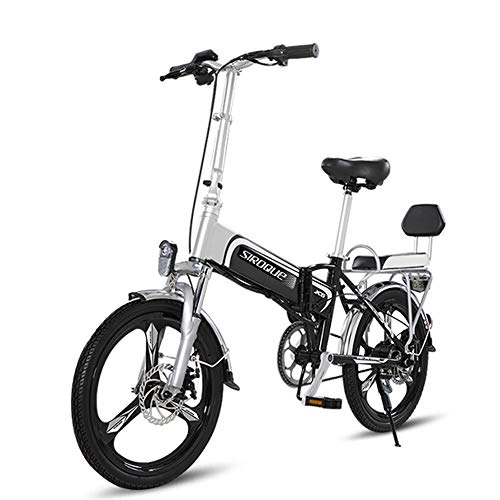 Bicicletas eléctrica : Hxl Bicicleta electrica Bicicleta eléctrica portátil de 20 Pulgadas para Adultos con 48v batería de Iones de Litio E-Bike 400w Motor Potente Bicicletas Plegables de Aluminio Ligero, Negro