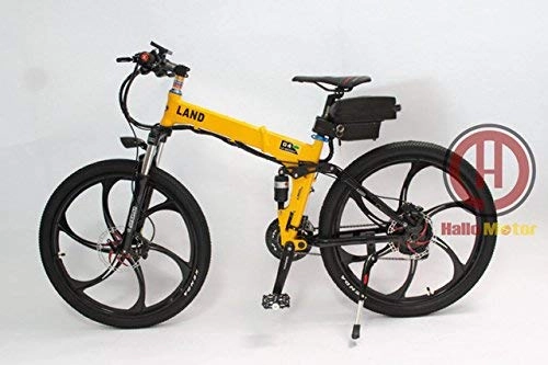 Bicicletas eléctrica : HYLH 48V 500W Rueda Integral de aleacin de magnesio Ebike Bicicleta elctrica de Marco Plegable Amarillo con Pantalla LCD
