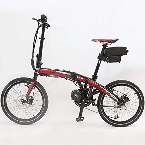 Bicicletas eléctrica : HYLH 48V 750W 8Fun Bafang Mid-Drive Motor MOSSO 20-F1 Mini Plegable + 12AH Li-Ion Ebike Battery Color Blanco y Azul / Negro y Rojo