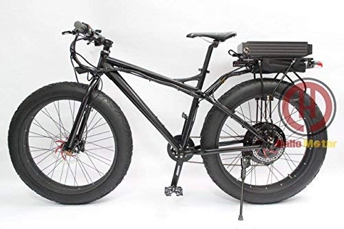 Bicicletas eléctrica : HYLH Potente neumtico Gordo 48V 1000W 26"Total Negro Bicicleta elctrica Snow Ebike Soporte Trasero 48V 20AH Batera de Litio Rueda