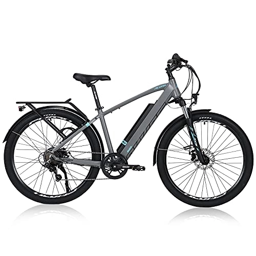 Bicicletas eléctrica : Hyuhome Bicicleta eléctrica para adultos, hombres y mujeres, 250W 36V 12.5 Ah, bicicleta eléctrica de montaña 27.5 inch frenos de disco Shimano 7 velocidades, frenos disco dobles(250 W12, 5 A, 820 m)