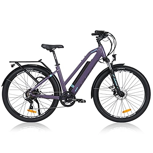 Bicicletas eléctrica : Hyuhome Bicicletas Eléctricas para Adultos Hombres Mujeres, 27, 5" E-Bicicleta Montaña E-MTB 250W 36V 12.5Ah, Frenos Disco Dobles Shimano de 7 Speed(250W12.5A, 820 L)