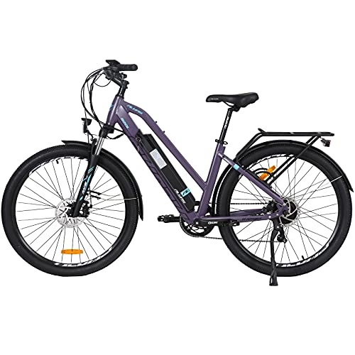 Bicicletas eléctrica : Hyuhome Bicicletas eléctricas para Adultos Hombres Mujeres, 27.5" E-Bicicletas, 36V 12.5Ah, Bicicleta E-montaña E-MTB, 7 velocidades Shimano Frenos Disco Dobles para viajeros al Aire Libre (720)