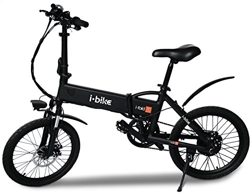Bicicletas eléctrica : i-Bike Bicicleta eléctrica plegable con pedales asistidos, Hombre, Negro, 20 "