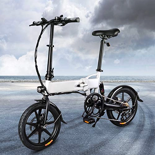 Bicicletas eléctrica : INOVIX eléctrica Plegable Bicicleta de montaña para Exteriores, 3 Modos, Neumáticos de 20" con batería de Iones de Litio de 36 V / 11, 6 AH, Cambio Profesional Shimano de 7 velocidades (WHITE-D2s)
