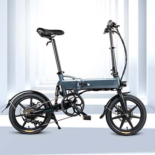 Bicicletas eléctrica : INOVIX Para Adultos Bicicleta Eléctrica，Seis Velocidades, Motor De 250W, 16 Pulgadas 7.5ah Rango De 65 Km, hasta 25 Km / h (Plazo De Entrega 7-10 Días（Grey）