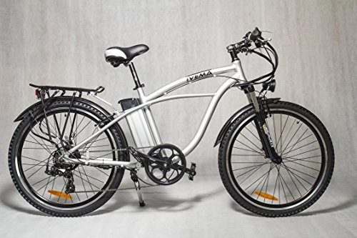 Bicicletas eléctrica : ivema-E-Bike Diseo Bike 26City Bike Pedelec Cruiser elctrico bicicleta rueda de bicicleta mountain bike-Batera de ion de litio 36V Color Blanco