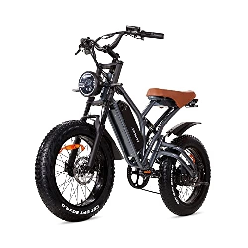 Bicicletas eléctrica : JANSNO Bicicleta Eléctrica 20" x 4.0 Fat Tire, Shimano 7vel, Frenos de Disco mecánicos Delanteros y Traseros, Bicicleta eléctrica para Adultos, batería extraíble de 48V 12.8Ah