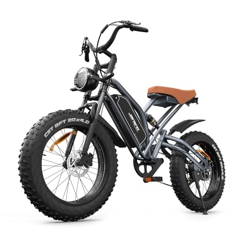 Bicicletas eléctrica : JANSNO Bicicleta Eléctrica 20" x 4.0 Fat Tire, Shimano 7vel, Frenos de Disco mecánicos Delanteros y Traseros, Bicicleta eléctrica para Adultos, batería extraíble de 48V 14Ah