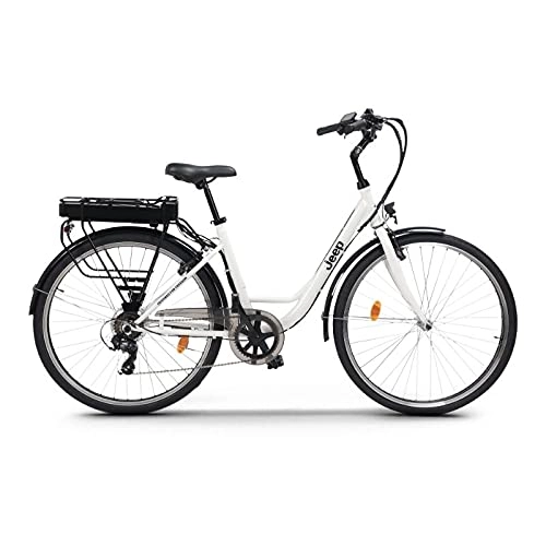 Bicicletas eléctrica : Jeep City E-Bike White Bici, Unisex Adulto, Blanco, L