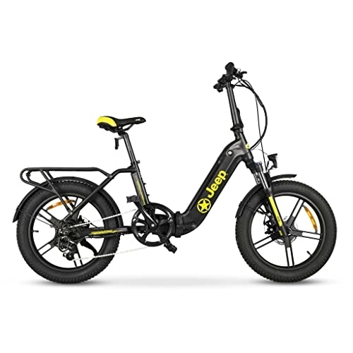 Bicicletas eléctrica : Jeep FR 7000 Bicicleta eléctrica, Unisex Adulto, Negro, 20 Inches