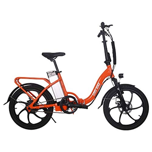 Bicicletas eléctrica : JH Bicicleta elctrica, de 20 Pulgadas de aleacin de Aluminio Ultra Ligero Plegable de la batera de Litio de la Ciudad de Scooter elctrico porttil de Viaje Doble Bicicleta elctrica, Naranja