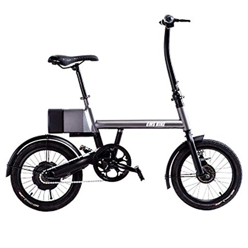 Bicicletas eléctrica : JH Bicicleta elctrica, Desmontable de Iones de Litio de Bicicletas de 16 Pulgadas LED Multi-funcin elctrica Adultos de la Bicicleta pequea Bicicleta elctrica, Gris