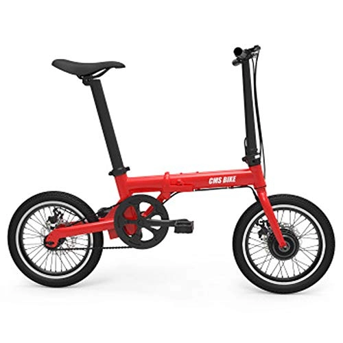 Bicicletas eléctrica : JH Bicicleta Eléctrica Plegable, De 16 Pulgadas Ultra-Adult Light Coche Eléctrico De Batería Inteligente Plegable Eléctrica De Litio De La Bicicleta Ayudar A La Ciudad Viajes Bicicleta Eléctrica, Rojo