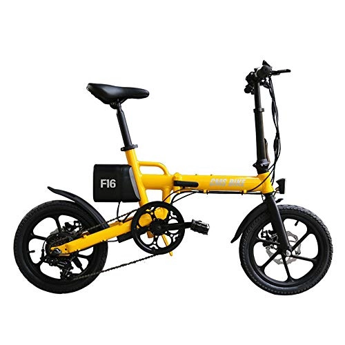 Bicicletas eléctrica : JHKGY Bicicleta Eléctrica Bicicleta Plegable De 250 Vatios con Batería De Iones De Litio De 36 V 7.8AH Extraíble, con Pedal, Neumático 16 Pulgadas, Puerto De Carga USB, Ligero 19.5 Kg, Amarillo