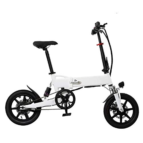 Bicicletas eléctrica : JI Bicicleta eléctrica portátil de 14 Pulgadas Batería de Iones de Litio (36 V / 5.2AH / 7.8AH) Bicicleta eléctrica Plegable para Scooter eléctrico-Blanco_36V / 7.8AH