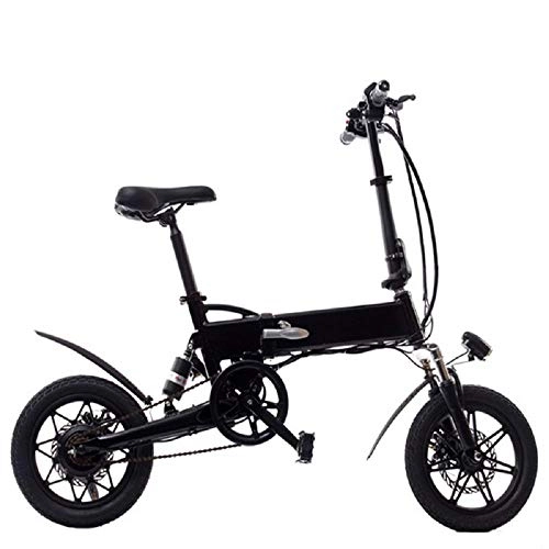 Bicicletas eléctrica : JI Bicicleta eléctrica portátil de 14 Pulgadas Batería de Iones de Litio (36 V / 5.2AH / 7.8AH) Bicicleta eléctrica Plegable para Scooter eléctrico-Negro_36V / 7.8AH