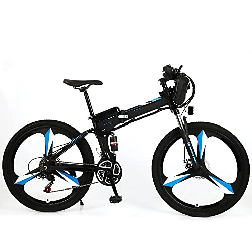 Bicicletas eléctrica : JieDianKeJi E-Bike Bicicletas eléctricas E Bicicleta Plegable, batería de 36 V, Bicicleta eléctrica Plegable de 26 Pulgadas con Motor de 350 W y Engranajes de 21 velocidades, para Hombres y Mujeres