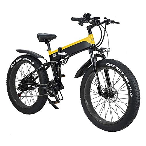 Bicicletas eléctrica : JIEER Bicicleta de montaña eléctrica de 26 pulgadas plegable para adultos, motor de 500 W 21 / 7 velocidades, Shift bicicleta eléctrica para desplazamientos en ciudad, ciclismo al aire libre