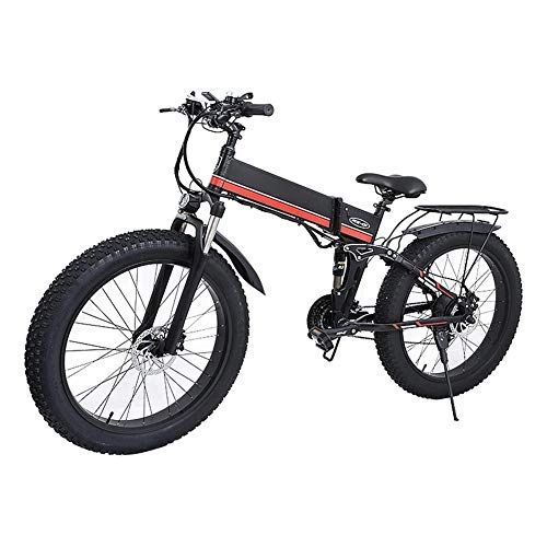 Bicicletas eléctrica : Jieer Bicicleta elctrica, Bicicleta montaña Todoterreno de 26 Pulgadas 1000W Ebike Potente 48V 12.8AH Bicicleta de Carretera Plegable Bicicleta elctrica E-Bike MX-01