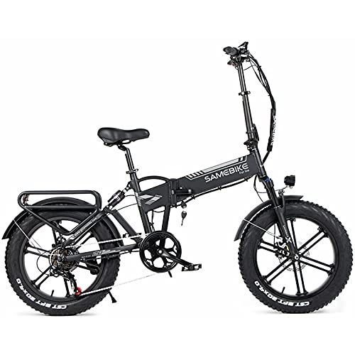 Bicicletas eléctrica : JINGJIN Bicicleta eléctrica Cuadro de Bicicleta de montaña Plegable con Amortiguador Completo de aleación de Aluminio de 20 Pulgadas, neumático Grueso CTS de 20"* 4.0