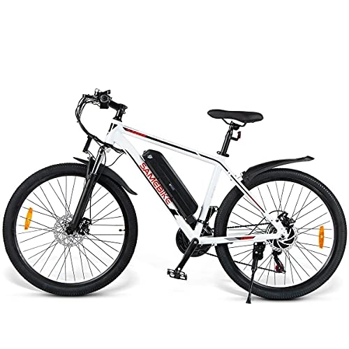 Bicicletas eléctrica : JINGJIN Bicicleta Eléctrica de Montaña de 26", Bicicleta Eléctrica con Batería de Litio de 10Ah 36V y Desviador de Velocidades, con Pantalla LCD, Motor sin escobillas de Alta Velocidad de 350 W, White