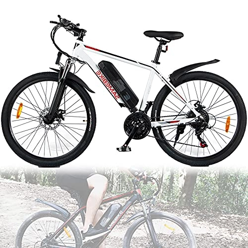 Bicicletas eléctrica : JINGJIN Bicicleta Eléctrica Marco de montaña de aleación de Aluminio de 26" para Mujeres / Bicicleta de Montaña / e-Bike Aluminio 36V 10AH Batería Frenos de Disco, White