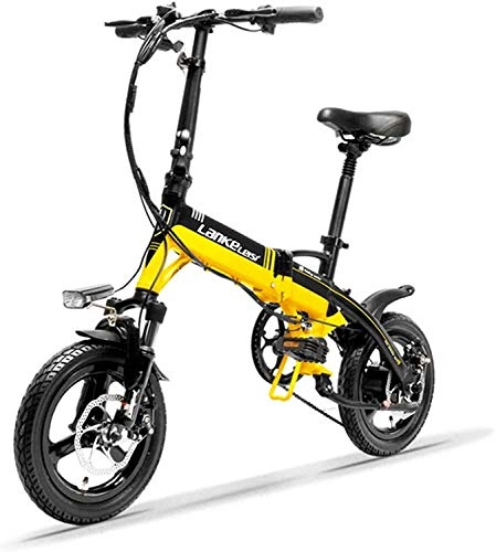 Bicicletas eléctrica : JINHH Bicicleta elctrica Plegable porttil A6 de 14 Pulgadas, Bicicleta elctrica 36V 350W, Horquilla Delantera de suspensin, silln Amortiguador