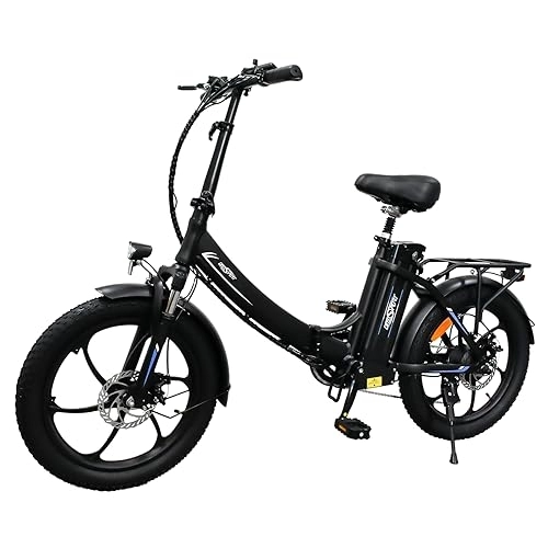 Bicicletas eléctrica : JIYUDX Bicicleta Eléctrica, 20" Fat Tire EBike Bicicleta Electrica Plegable, 48V / 15Ah Bateria Extraible Autonomia 50-100km, 7-Velocidades y Suspension Delantera e Bicicletas Electricas para Adultos