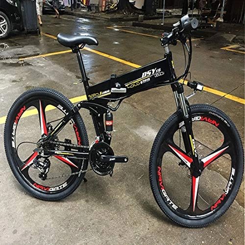 Bicicletas eléctrica : Jun Bicicleta eléctrica, 26 Pulgadas Inteligente eléctrica de 48 V de la batería de Litio Bicicleta eléctrica Plegable Nieve Playa de Bicicletas de montaña eléctrica