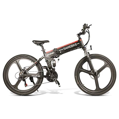Bicicletas eléctrica : JUYUN Bicicleta Eléctrica Plegable 350W, Ebike Montaña 26 Pulgadas para Adulto, Batería de Litio 48V 10.4Ah y Suspensión, Transmisión de Velocidad 21