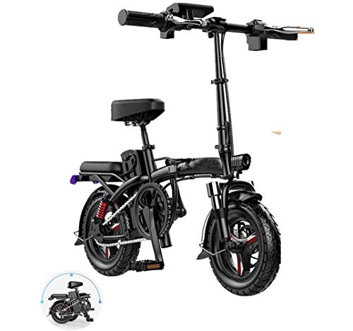 Bicicletas eléctrica : JXH 14in 48V Plegable Bicicleta elctrica, con el Instrumento de Control Inteligente del Panel y GPS + Beidou Posicionamiento, apoya la Carga del telfono mvil, y Puede Llevar 250KG, Mileage60